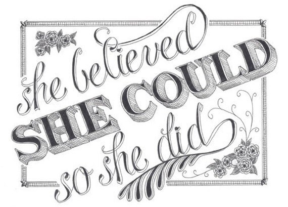 She Belived She Could - Inspirational Art Print (5 x 7")