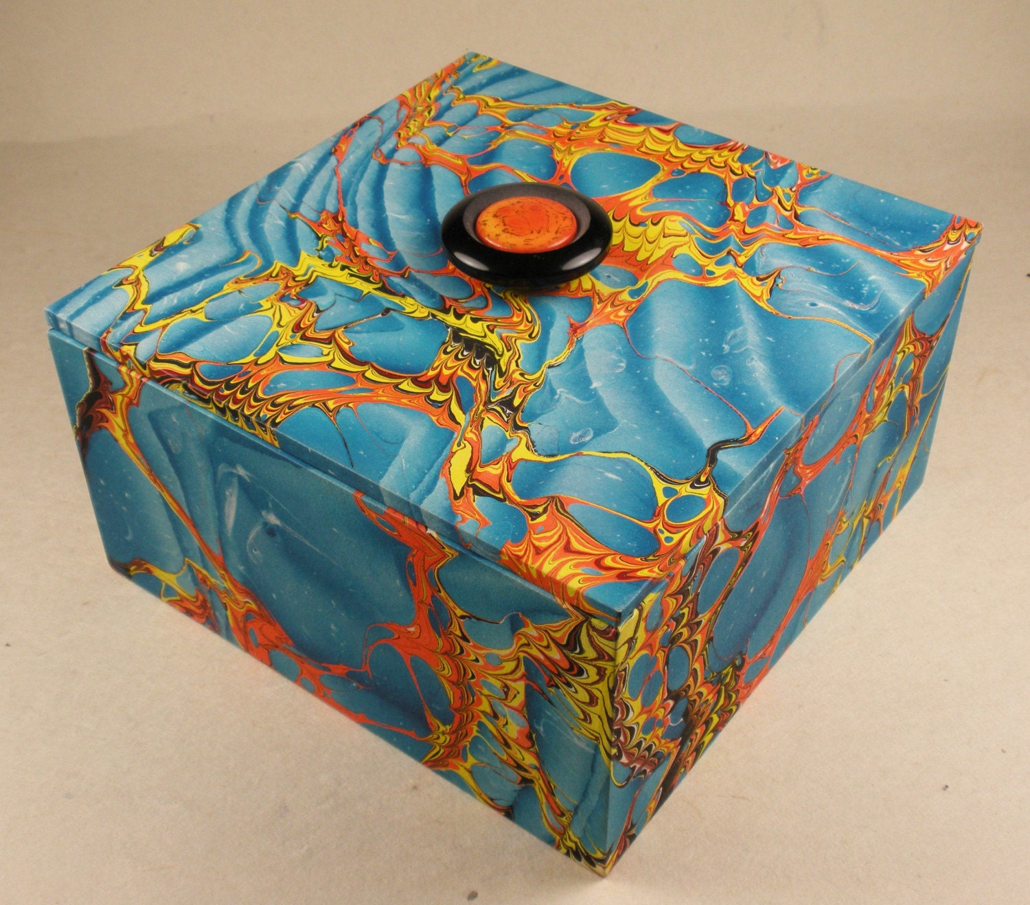 Decorative Boxes - Retro - Handmade - Blue - Contemporary - Lid