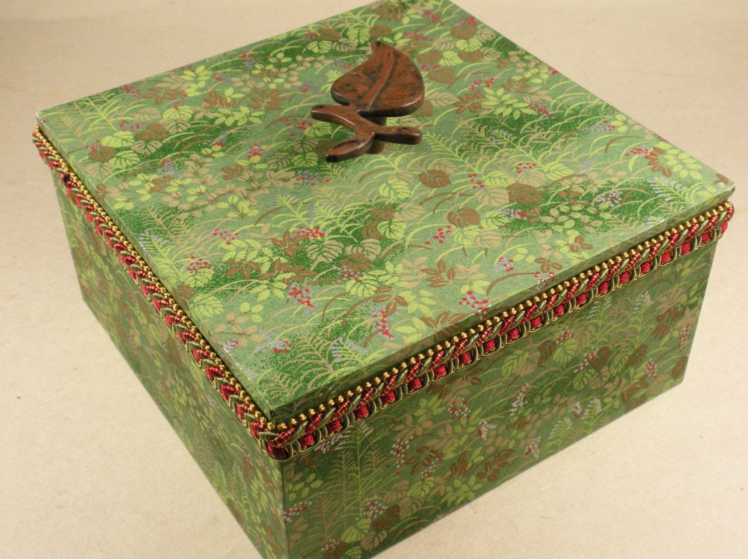 Decorative Green Box - Home Decor - Trinket - Jewelry - Storage - Memory - Keepsake - Photo Prop