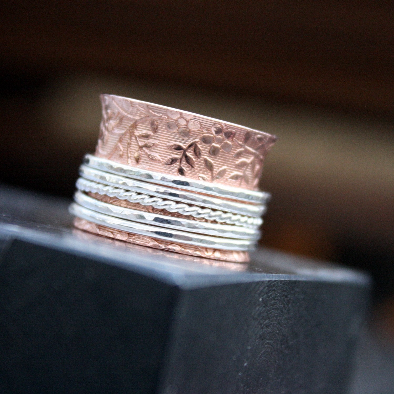 Copper and Sterling Silver Spinner Ring