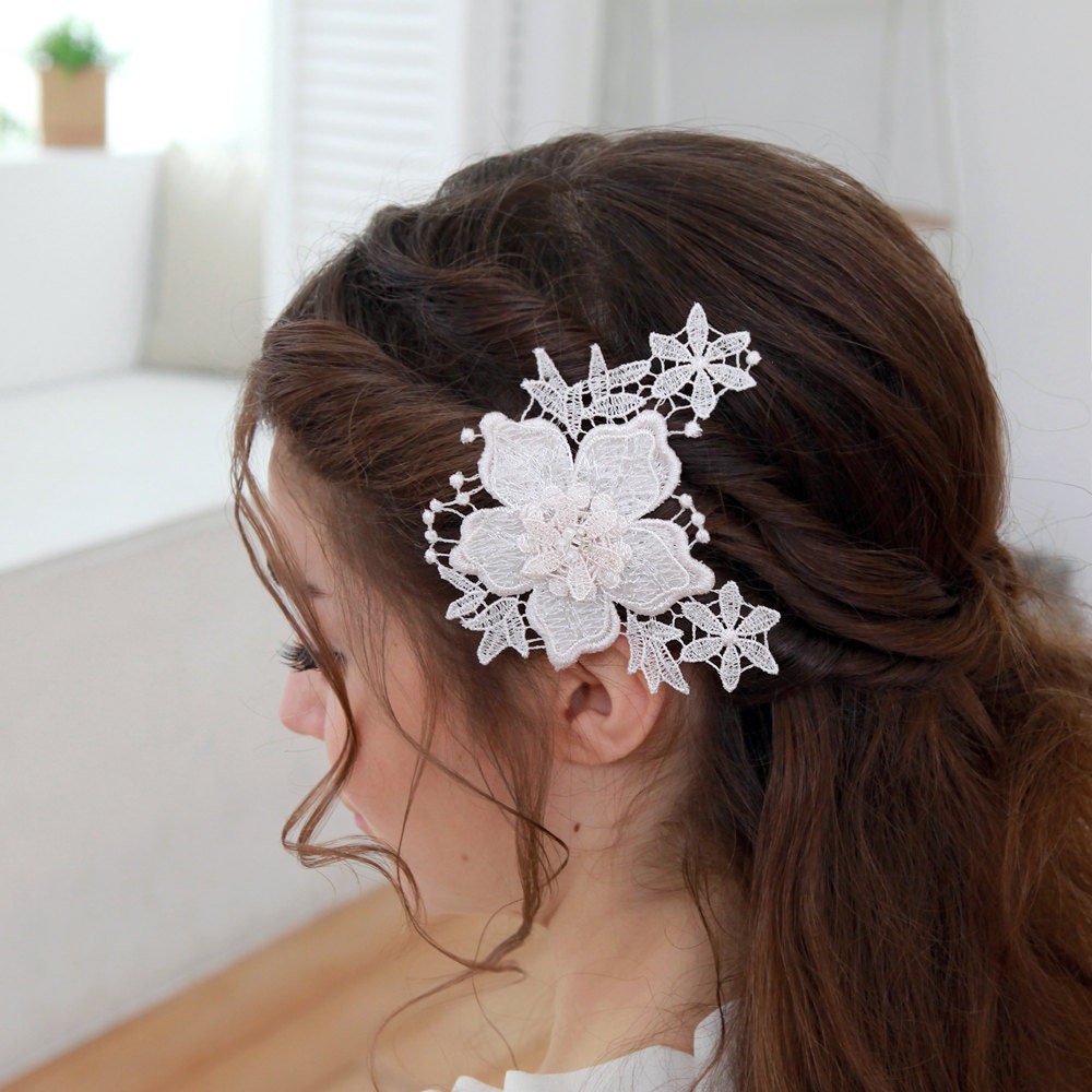 Bridal hair pin - wedding hair pin, hair flower, lace hair clip