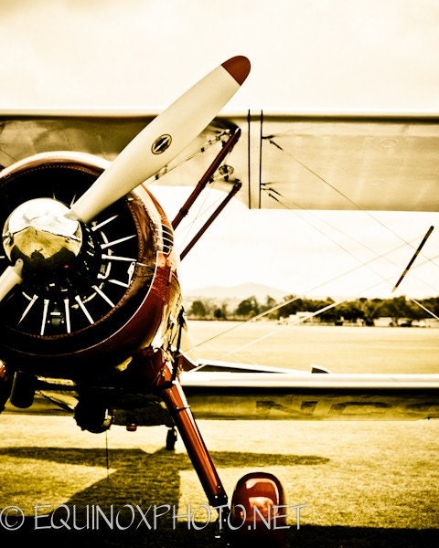 1930 vintage airplane 11x14 metallic fine art photograph