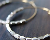Silver Nugget Hoops Earrings 14k Gold