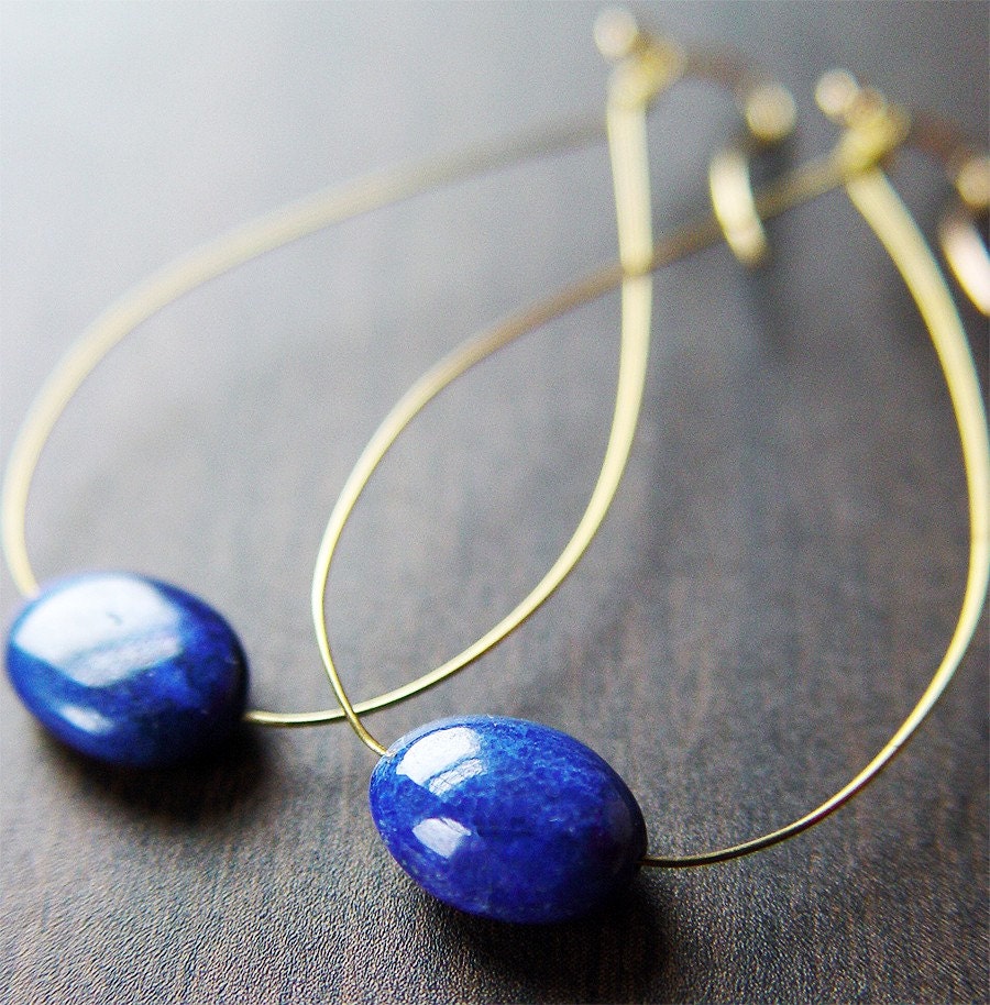 Lapis Blue Teardrop Earrings 14k Gold