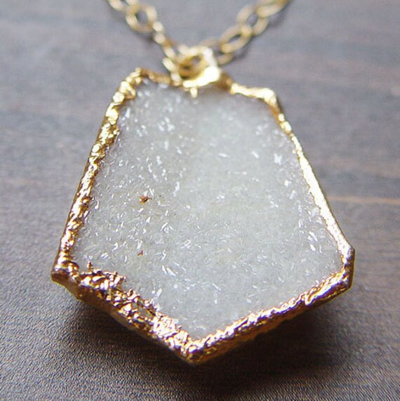 Vanilla druzy necklace in 14k Gold