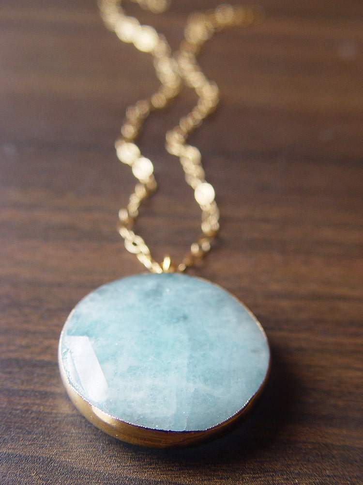 Blue Aquamarine Gold Necklace - limited edition