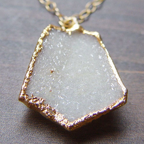 Vanilla druzy necklace in 14k Gold