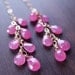 Pink Sapphire Cluster Earrings - 14k Gold Chain