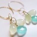 Moonstone Cluster Earrings Gold Aqua Chalcedony