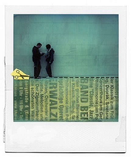 Collage polaroid print 4x5 - handmade picture - newspaper art - fine art polaroid print signed by its author