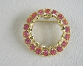 Vintage Pink Rhinestone Brooch October Birthstone