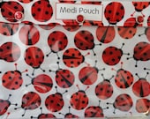 XL Medi-Pouch Clear Organizer for First Aid Diaper Wipes Nursing (7x9 Ladybug Fabric) Summer Travel