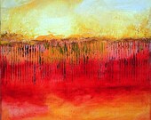 Original Abstract Minimalist Landscape Painting "Sundance" 16x16 Square Format Canvas by Linda Haywood