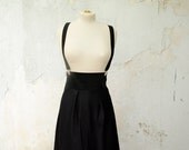 Black Jumper Skirt, High Waisted with Removable Suspenders, blue, pink, plaid
