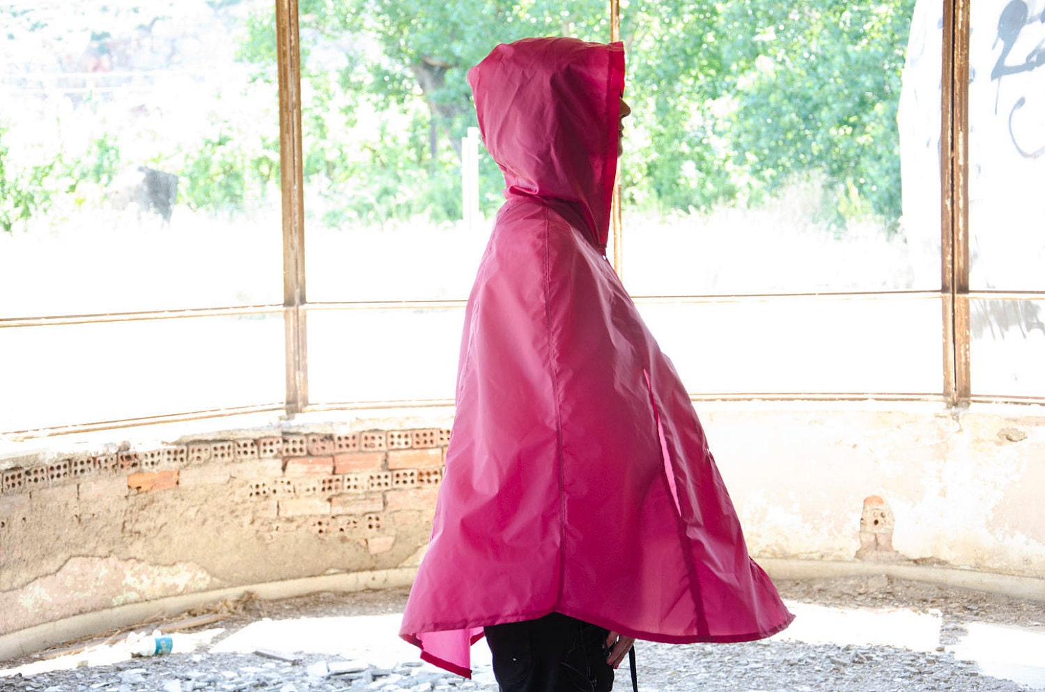 Tan Cape Hooded Raincoat, Waterproof