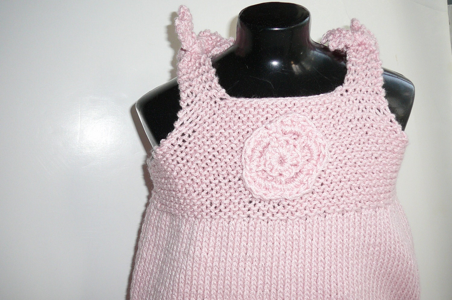 Hand Knit Baby Sun Dress    READY TO SHIP    Size 3 to 6 months