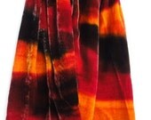 Velvet Scarf orange red black beaded pure silk and viscose