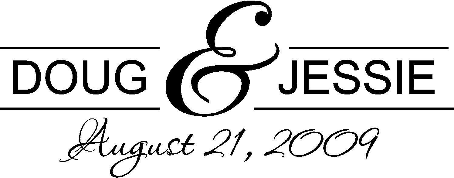 Custom names with wedding date...buy 2 get 1 free...vinyl lettering