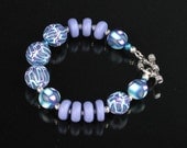 Purple, Blue and White Handmade Beaded Polymer Clay Bracelet - Kismet