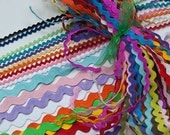 34 Piece Variety Bundle of Multi Sized Ric Rac, 1/2, 3/8, and1/8ths inch, Multi Color Bundle, 1 yard of each of 34 different styles