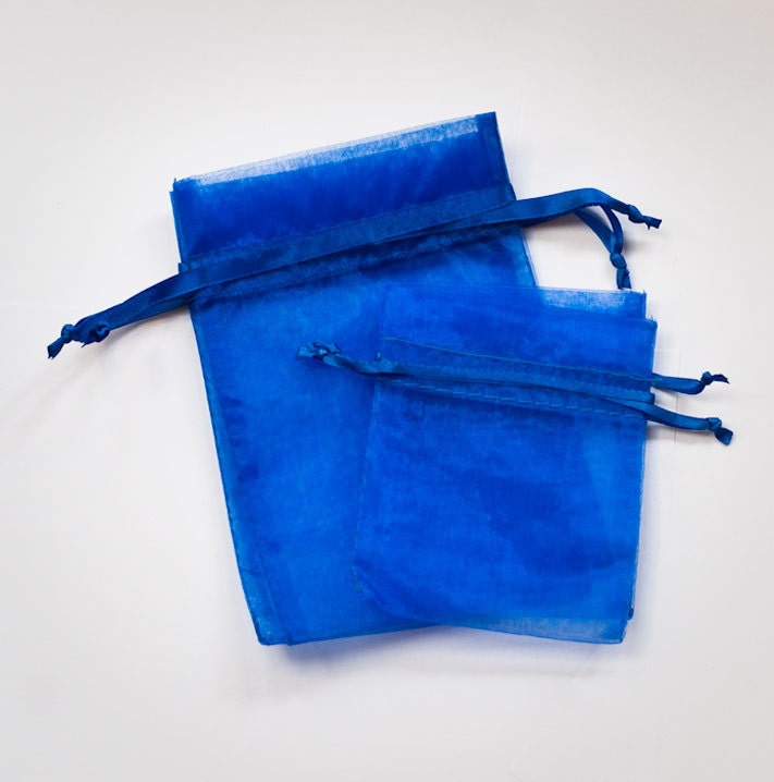 100 Royal Blue Organza Bags, 50  3 x 4 inches and 50 4 x 6