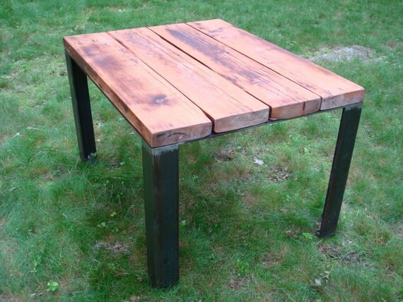 Reclaimed wood dining room table/ Steel base (tag 2)