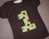 Infant/ Toddler Boys First 1st Birthday Brown/Green/Aqua Polka Dot 1 Shirt 6-12m 12-18m 18-24m 2T