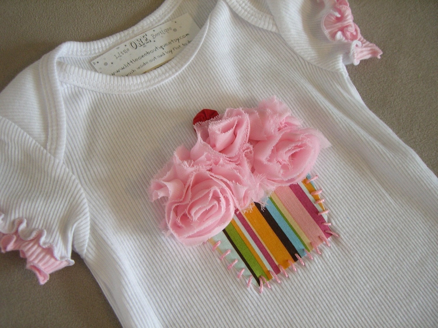 CREATE A CUPCAKE...Infant/Toddler Girls Birthday Cupcake pink Ruffle Sleeve Shirt 12-18m