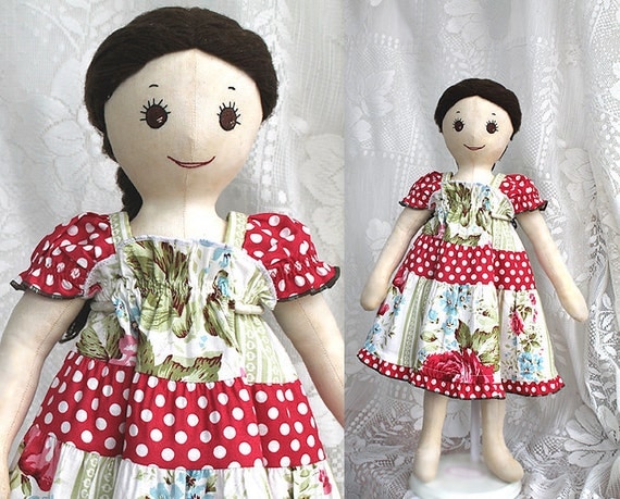 Handmade American Girl Doll Clothes Doll Dress to Match Girl Dress Floral Peasant Dress 15 18 23 inch doll Bamboletta Waldorf My Twinn dolls
