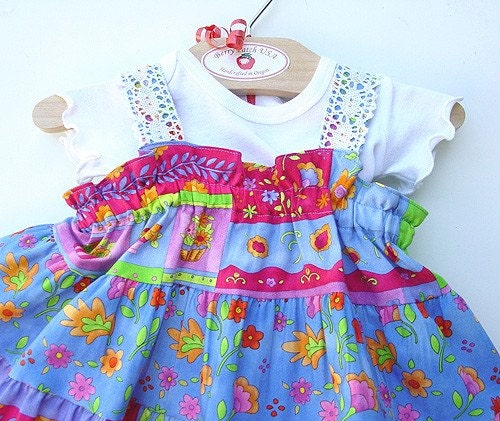 Colorful Girls Dress Handmade Children Clothes Hot Pink Blue Twirl Dress Toddler 2T 3T 4T 5 6 7 8 Girls Summer Party Dress Girl Clothes