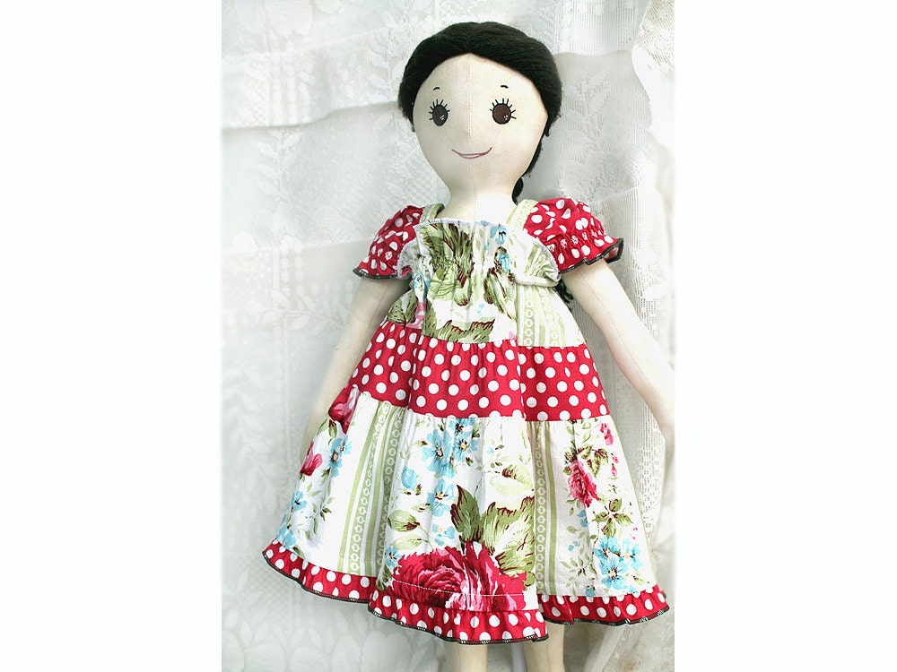 Handmade American Girl Doll Clothes Doll Dress to Match Girl Dress Floral Peasant Dress 15 18 23 inch doll Bamboletta Waldorf My Twinn dolls