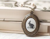 Woodland Bunny locket necklace - Black friday sale - Gift for her under 25 USD (L008) - BeautySpot