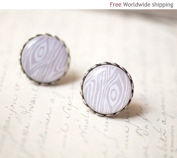 Wood earrings - Ear posts  (E011)