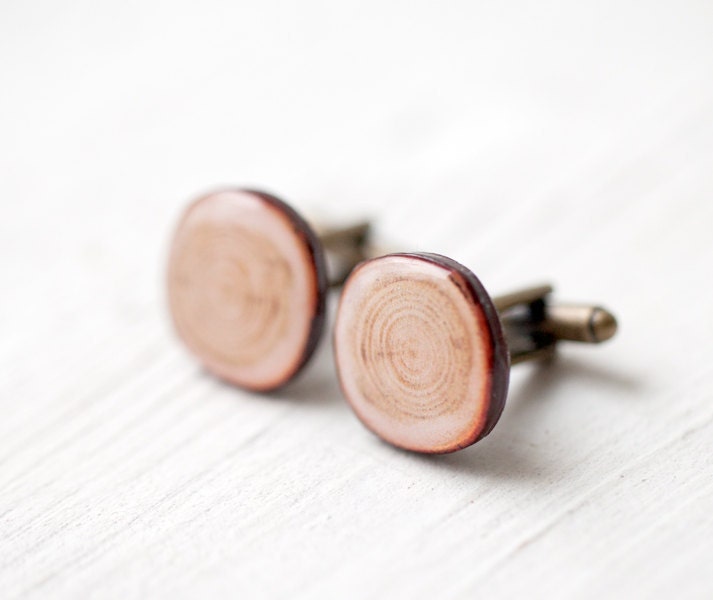 Men Cufflinks - Wood cufflinks - Rustic Wedding accessories (C002)