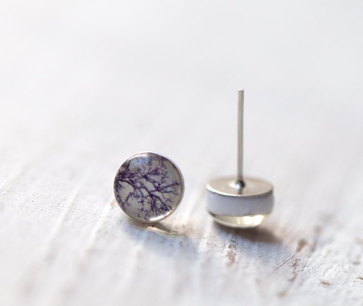 Tiny ear post - Tree earrings - Earring studs (E092)