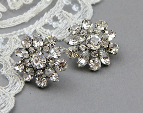Bridal stud earrings, Wedding crystal earrings. Vintage wedding bridal  rhinestone earrings, Bridesmaids jewelry, stud earrings - Style 465