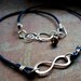 Infinity to Eternity Black Leather Unisex GOLD FILLED Necklace Artisan Clasp