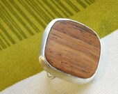 Wood and Sterling Ring- Free Shipping