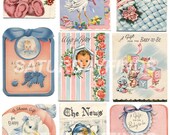 Vintage Greeting Card Baby Shower Small Cards No.2 (of 5) Vintage Greeting Cards INSTANT DOWNLOAD