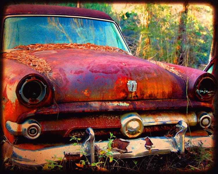 Miss Violet - Rusty Old Car - Ford - Fine Art Photograph by Kelly Warren