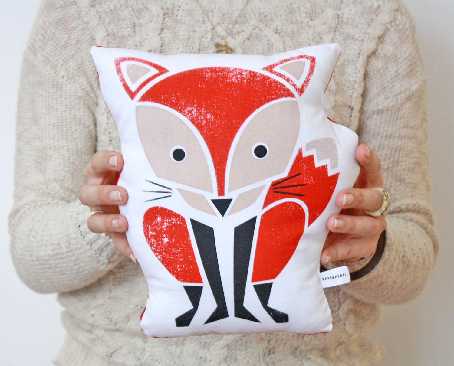 Sale, Half Off- Fox Pillow, Baby Toy, Organic Cotton, Decorative Pillow