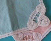 Vintage Peach and Blue Napkins