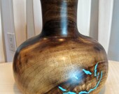 Myrtle Wood Pot With Turquoise Inlay