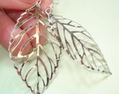 Silver Leaf Earrings Light Silver Casual Leaf Earrings Jewerly Filigree Light and Airy Everyday