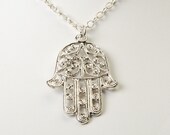 Hamsa Hand Necklace - Hamsa Hand Jewelry - Fatima Hand - Evil Eye Necklace