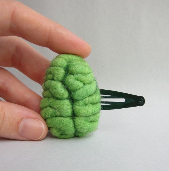 Zombie Green Brain Hairclip Top View