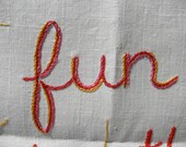 Hot Fun, embroidered art, beach cottage decor