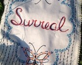 Surreal embroidered art, boho chic, wall decor, bohemian, edgy, unusual, ooak, eccentric, original art