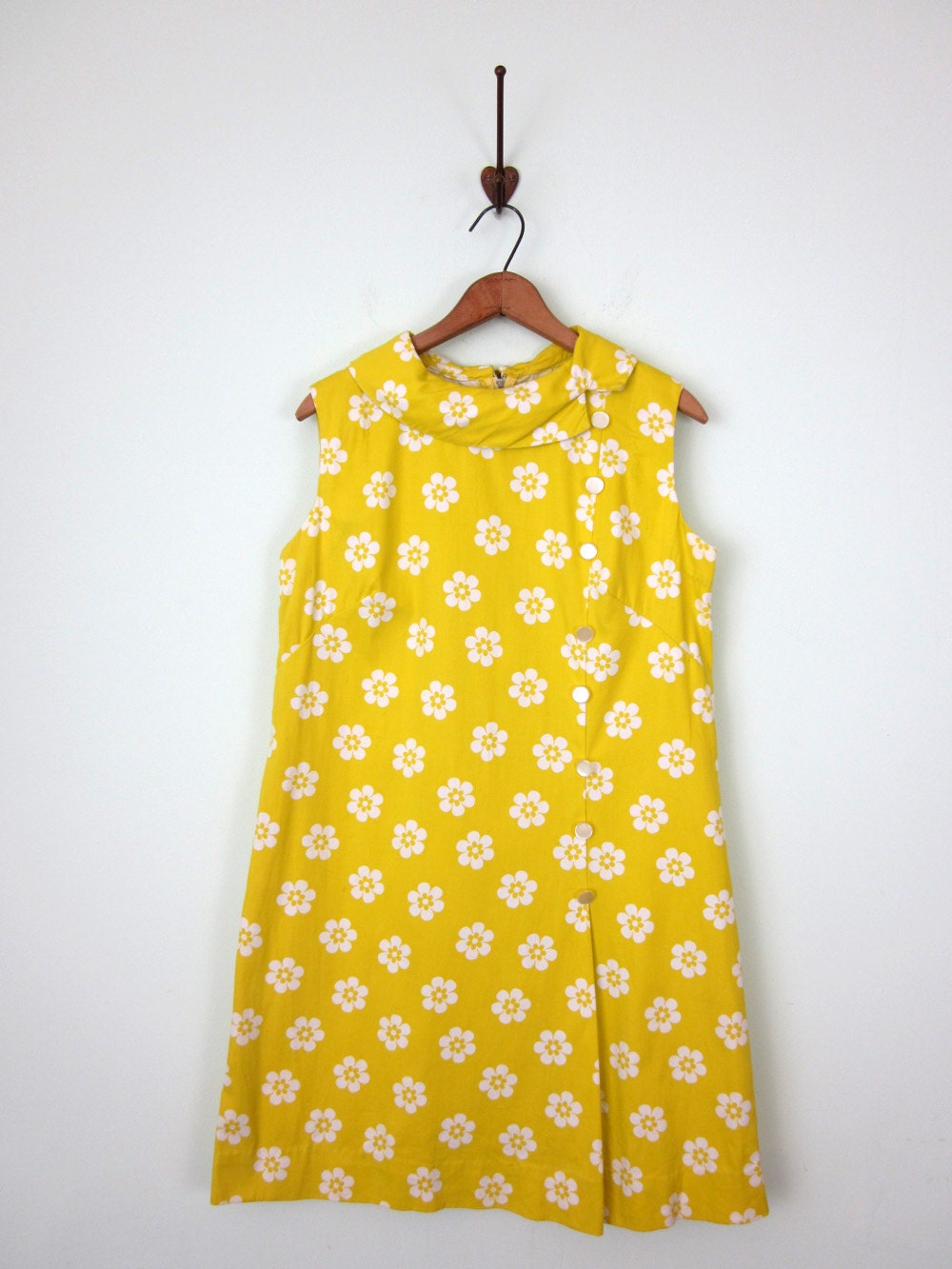 SALE 60s dress / saffron floral cotton mini (m - l)