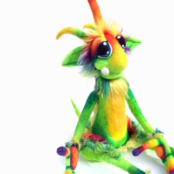 Custom Made  for you ooak Needle Felt Fantasy Goblin Wool Fiber Art Doll Soft Sculpture  Made to order